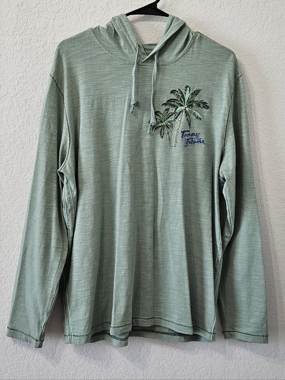 Tommy Bahama Sage Green Hooded Long Sleeve with Palm Embroidery